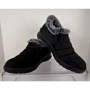 Minnetonka Timpson Twin Gore Ankle Boots Women’s Size 6 Black With Grey Faux Fur